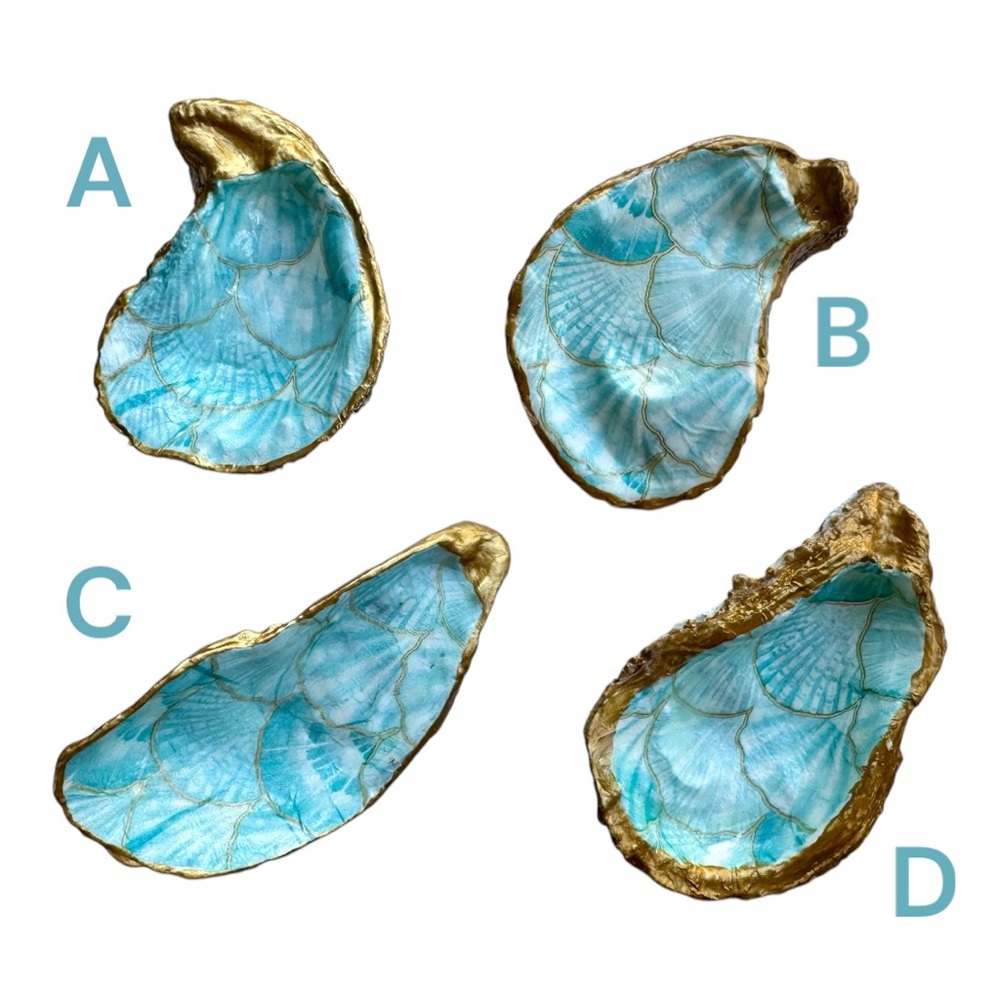 Gold and Blue Decorative Shell Dishes